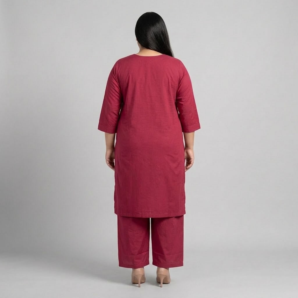 Maroon Chikankari Lawn Co-Ord Set