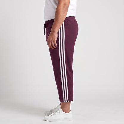 Maroon and white side stripe 3/4 shorts made from Jersey Cotton fabric