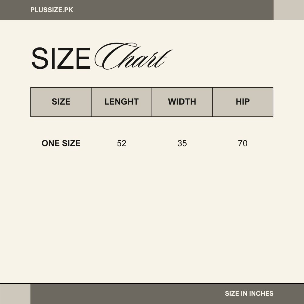 Size chart for Navy Orchid Botanical Print Maxi Kaftan PSW-11738