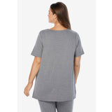 Medium Heather Grey Notch-Neck Soft Knit Tunic PSW-7870