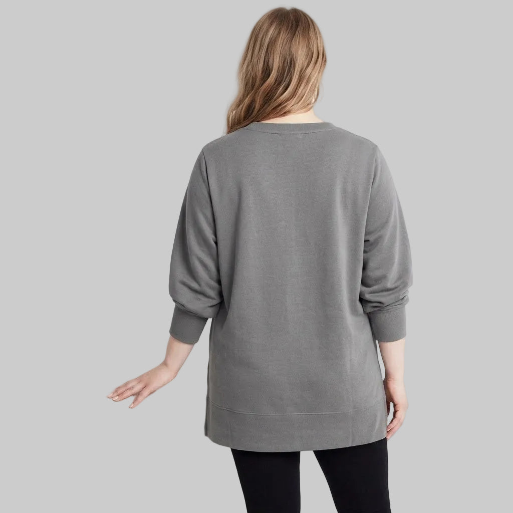 Medium Heather Grey V-Neck French Terry Sweatshirt