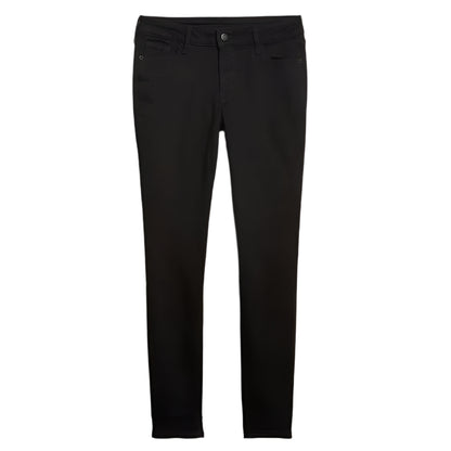 Plus-size model wearing black wash mid rise super skinny jeans with button front, zip fly, and front/back pockets, standing against a white background.