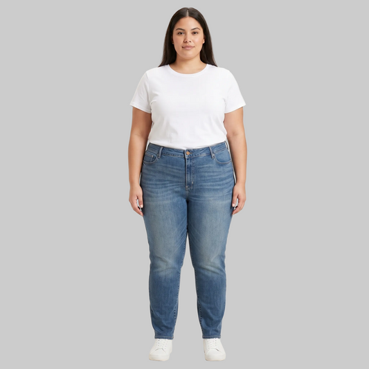 Mid Blue Washed Straight Fit Denim Jeans PSW-11097