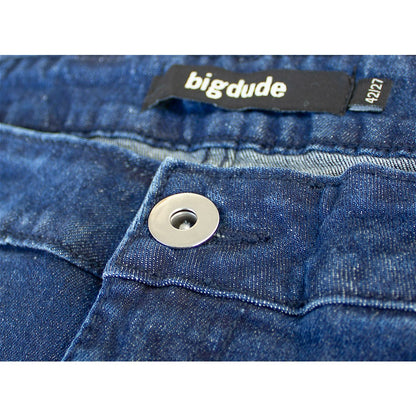 Mid Wash Stretch Denim Jeans with button, zip fly, and belt loops