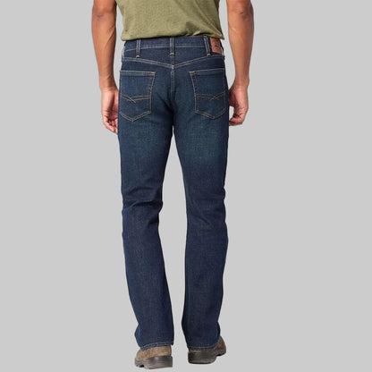 Mid rise bootcut jeans with premium flex cotton fabric, zip fly, 5-pocket design and comfortable stretch fit.