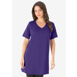 Midnight Violet Short-Sleeve V-Neck Ultimate Tunic PSW-8087