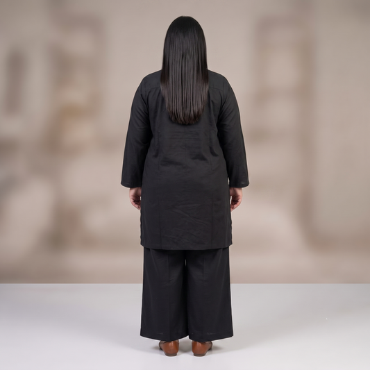 Midnight Black Dobby Jacquard Co-ord Set PSW-11292