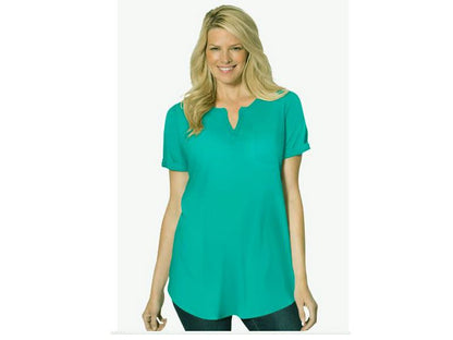 Mint Green Notch Neck Short Sleeve T-Shirt PSW-4884