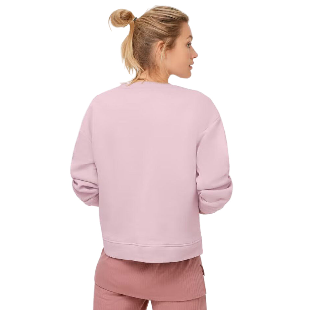 Close-up of ribbed hem and cuffs on Misty Rose Sweatshirt
