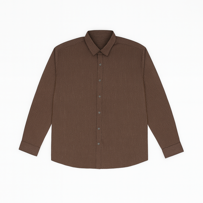 Mocha Brown Textured Plus Size Smart Casual Shirt  PSM-9873