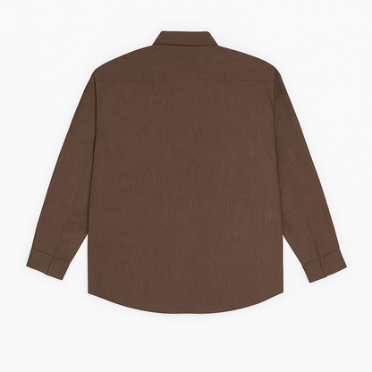 Mocha Brown Textured Plus Size Smart Casual Shirt  PSM-9873