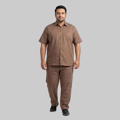Mocha Brown Irish Linen Co-Ord Set for Men