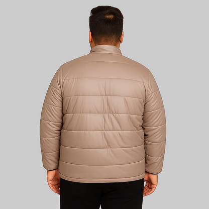 Mocha Mist Plus Size Long Sleeve Puffer Jacket PSM-8738