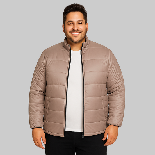 Mocha Mist Plus Size Long Sleeve Puffer Jacket PSM-8738