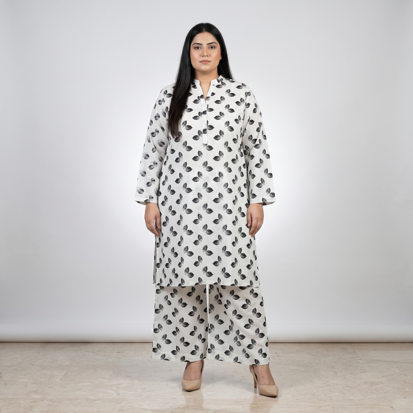Monochrome Leaf Printed Co-ord Set PSW-11152