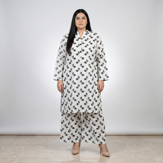 Monochrome Leaf Printed Co-ord Set PSW-11152