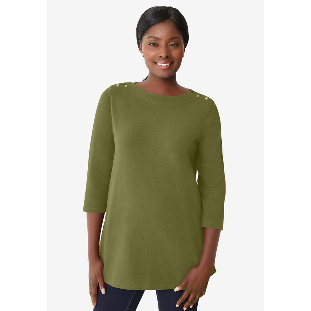 Moss Green Boatneck Tunic PSW-8102