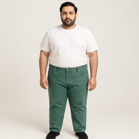 Mossy Green Plus Size Classic Straight-Leg Jeans PSM-9338
