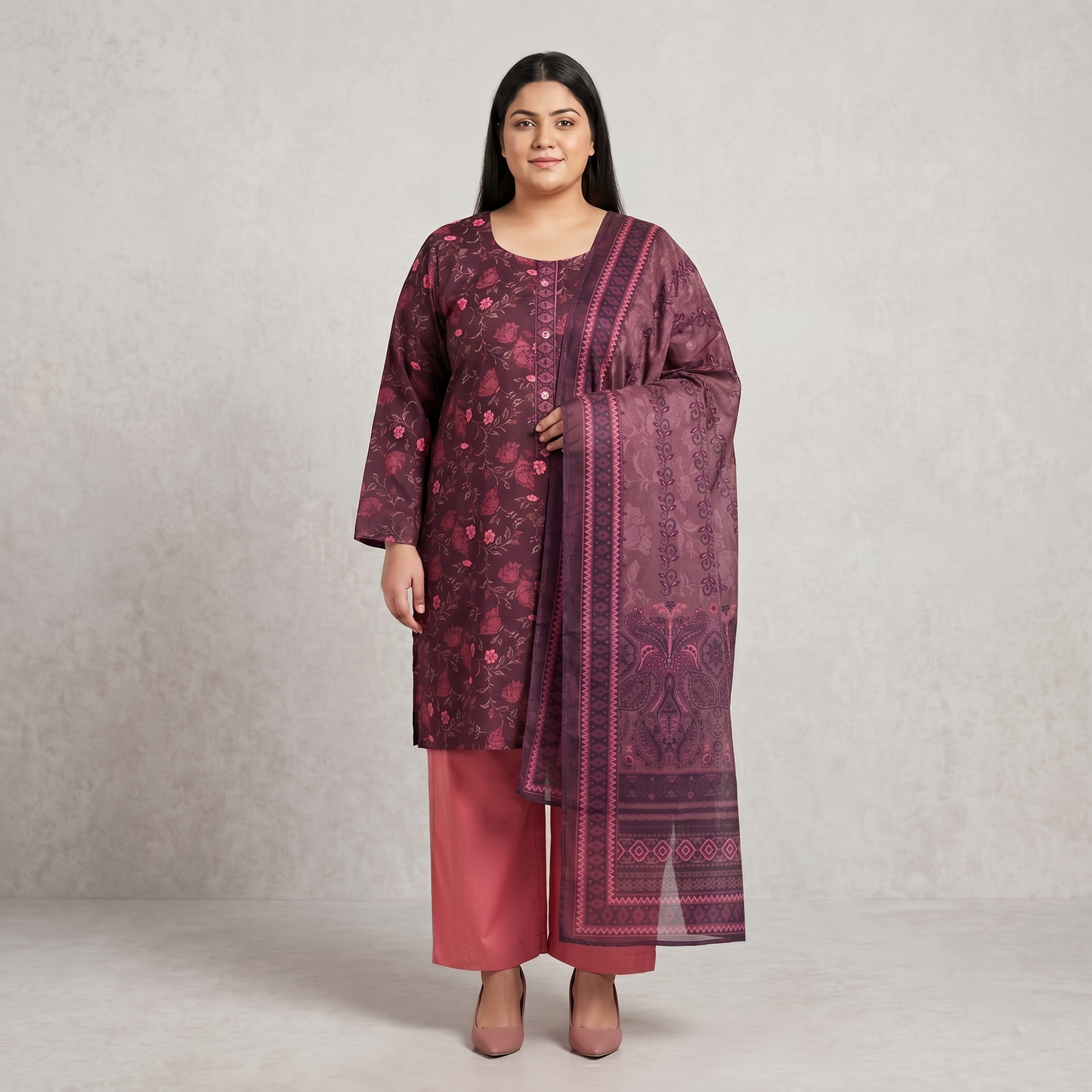 Mulberry Bloom 3-Piece Printed Lawn Suit PSW-11176