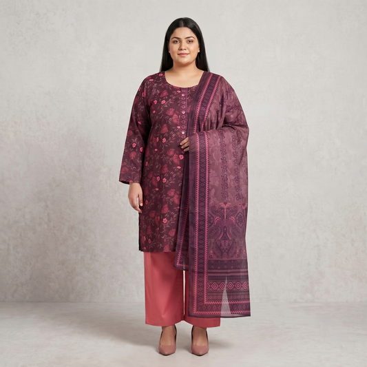 Mulberry Bloom 3-Piece Printed Lawn Suit PSW-11176