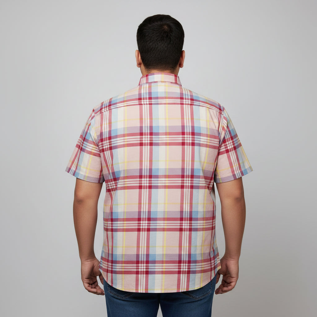 Multi-Color Plaid Half Sleeve Casual Shirt PSM-11191