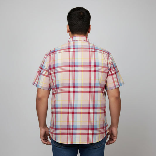 Multi-Color Plaid Half Sleeve Casual Shirt PSM-11191
