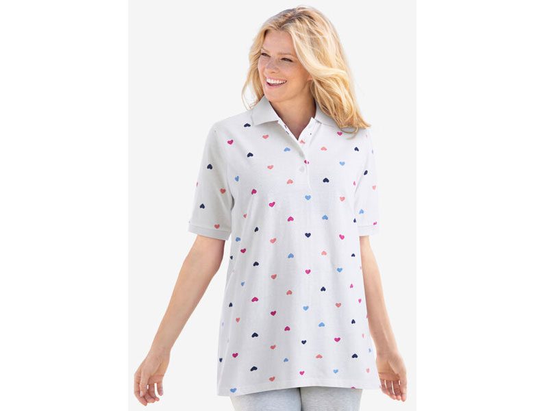 Multi Hearts Short-Sleeve Polo Tunic PSW-7231