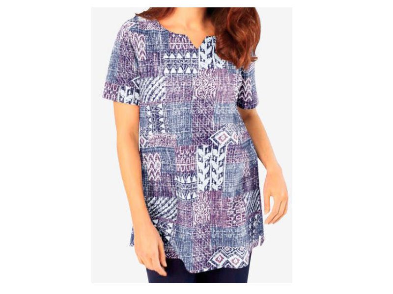 Multi Patchwork Knit Plus Size Women Tunic PSW-5443