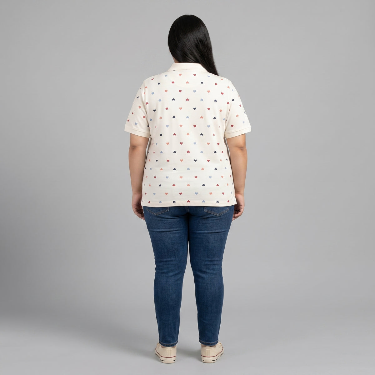 Multi Hearts Polo Tunic | Plus Size - PSW-7231