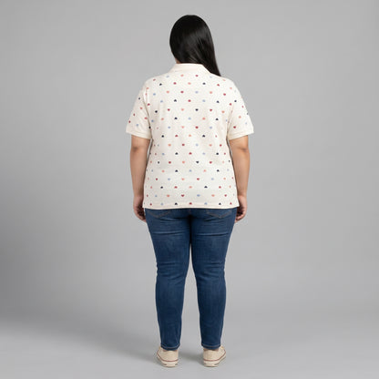 Multi Hearts Polo Tunic | Plus Size - PSW-7231