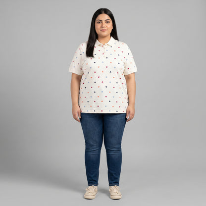 Multi Hearts Polo Tunic | Plus Size - PSW-7231