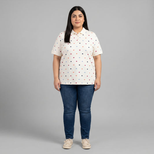 Multi Hearts Polo Tunic | Plus Size - PSW-7231