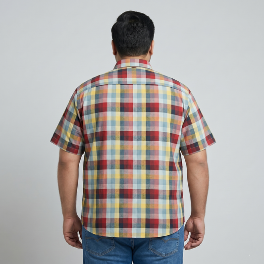 Multicolor Plaid Half Sleeve Casual Shirt PSM-11203