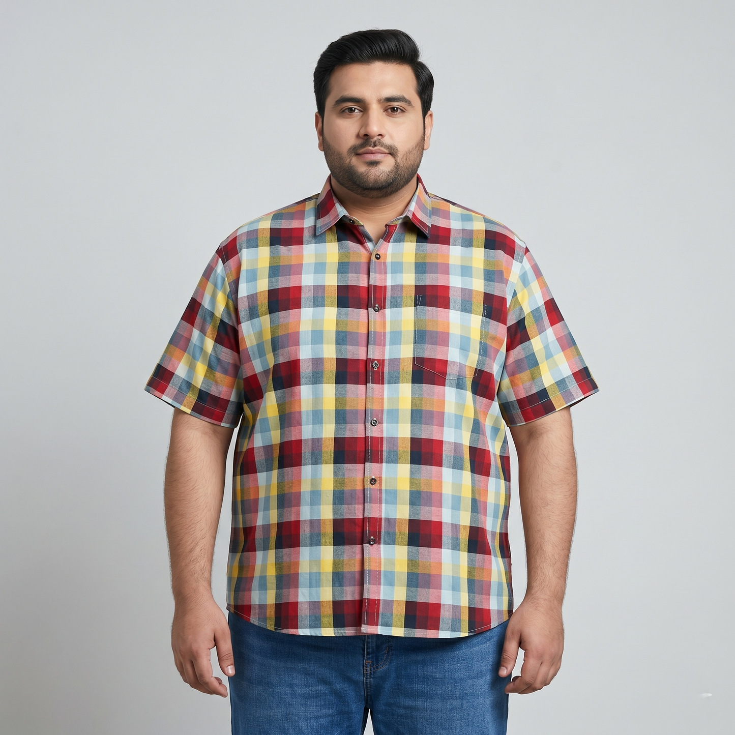 Multicolor Plaid Half Sleeve Casual Shirt PSM-11203