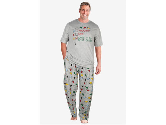 Naughty Nice Lights Lightweight Cotton Jersey Pajama Set PSM-6105