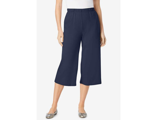 Navy 7-Day Knit Culotte Capri PSW-7293