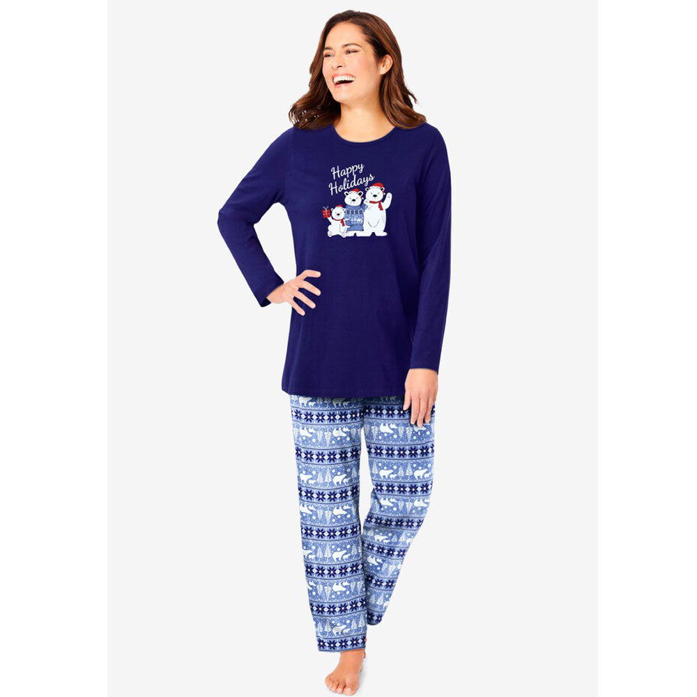 Navy Bear Isle Long Sleeve Knit PJ Set PSW-8956