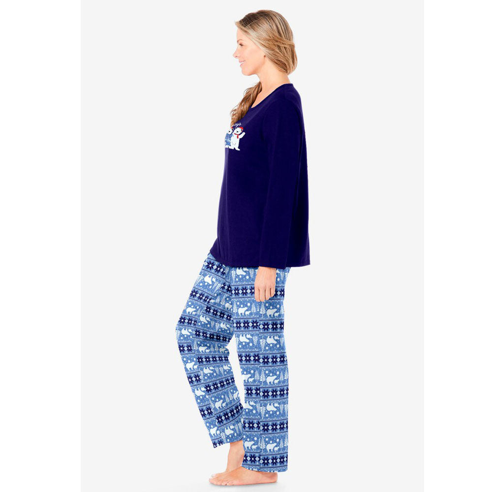 Navy Bear Isle Long Sleeve Knit PJ Set PSW-8956