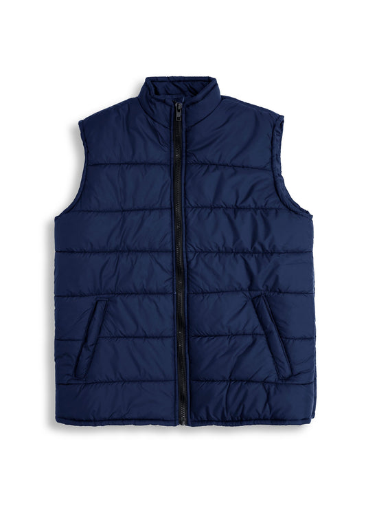 Navy Big Size Sleeveless Puffer Jacket PSM-6126-8644