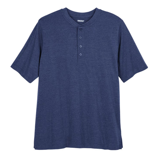 Navy Big & Tall Henley T-Shirt with button placket and relaxed fit
