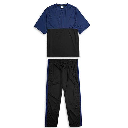 Navy Black Block Polyester Plus Size Sportswear Tracksuit PSM-7852