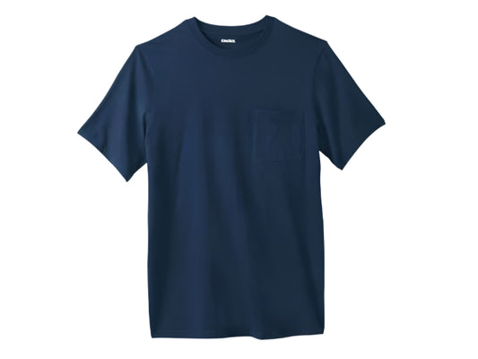 Navy Blue Big Size Pocket Crewneck T-Shirt – Relaxed Fit for Plus Size

