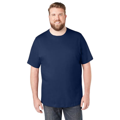 Plus-size Shrink-Less™ crewneck t-shirt with a relaxed fit, taped neck seams, and durable cotton fabric that won’t shrink in the dryer.
