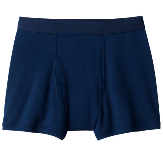 Navy Blue Classic Cotton Boxer Briefs for Men – Relaxed Fit, 100% Cotton

