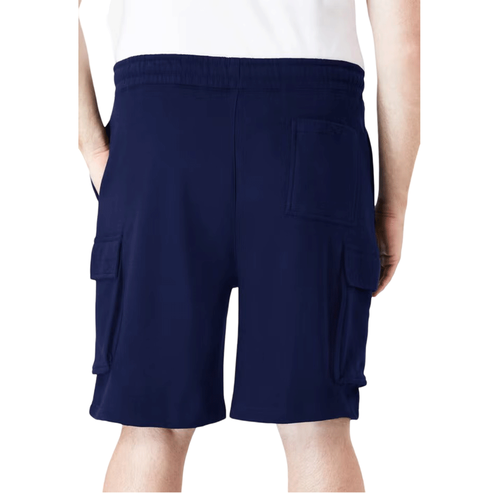 Plus-size fleece cargo shorts with a relaxed fit, elastic waistband, drawstring, and secure cargo pockets for comfort and function.