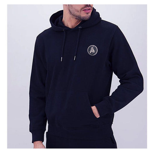 Navy Fleece Big Size Pullover Logo Hoodie PSM-7747