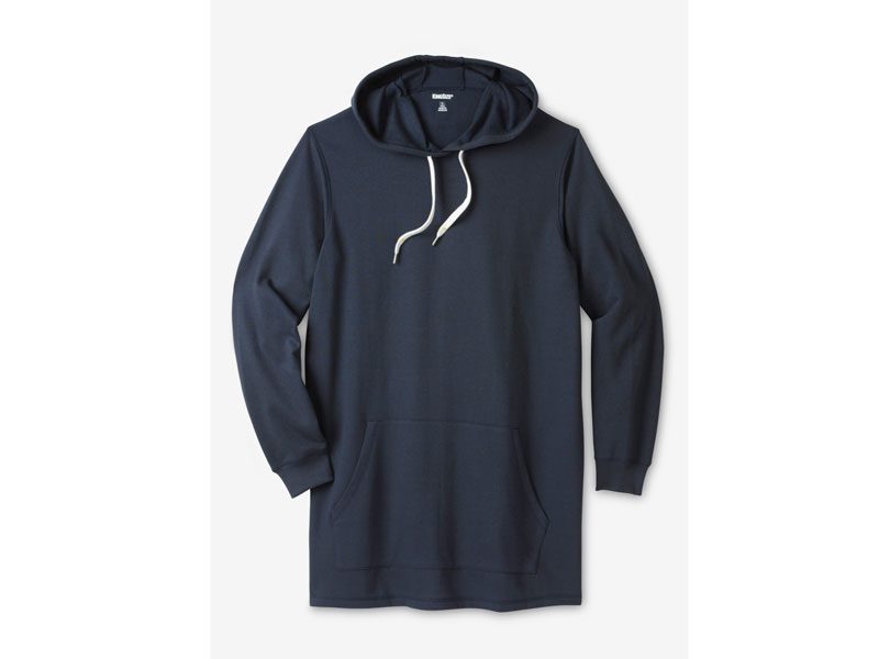 Navy Blue Fleece Long Length Pullover Hoodie PSM-5165