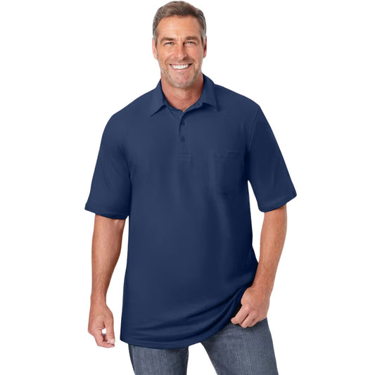 Navy Blue Jersey Big & Tall Polo Shirt – Chest Pocket, Side Vents, Generous Fit