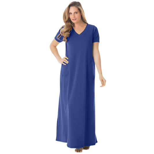 Navy Blue Long T-Shirt Lounger for Plus Size Women
