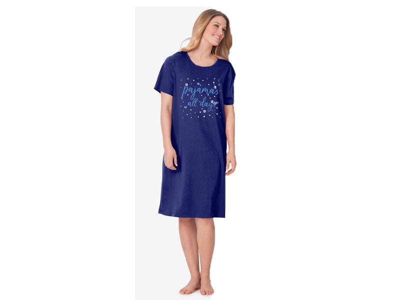 Random Color Plus Size Women Short Sleeve Sleepshirt  PSW-4770